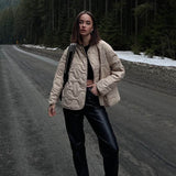 Women's Jacket Thin Parkas Coat Button Vintage Fashion Outwear Pocket Blue Coat Winter Autumn Ladies Oversize Bomber