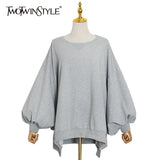 Loose Korean White Sweatshirt For Women O Neck Batwing Sleeve Side Split Casual Sweatshirts Female 2020 Fall