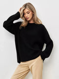 Toloer / Winter 2024 Round Collar Loose Long Sleeve Basic Casual Sweater