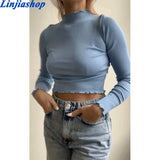 spring and autumn women's clothing new simple temperament goddess solid color round neck long sleeve