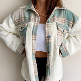 New Collared Leopard Print Plush Stitching Color Warm Long-Sleeved Autumn And Winter Shirt