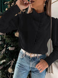 Office Lady Streetwear Shirts High Collar Spring Summer Long Puff Sleeve 2022 Fashion Blouses Buttons Up Women Casual