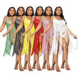 Toloer New Women's Wear Silk Tassel Beach Dress-Outfit
