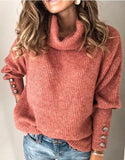 Size Sweaters Women Turtleneck Warm Knitted Oversized Sweater Winter Autumn Long Sleeve Rivet Pullover Sexy Tops