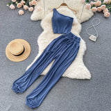 Sporty Casual Women Summer Sets 2022 Elastic Waist Slim Paclet Vacation Long Legs Ladies Sexy Solid Two Piece