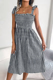 Tie Shoulder Frill Trim Midi