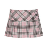 Girl Pink Lattice Cracking Sweet Spicy Wind Low Waist 100 Fold Skirt Skirt With Leg Trousers 2025