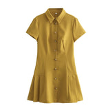 2025 Women's Shirt Style Mini Dress 3D Three-Dimensional Pattern Short