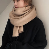 Women Mulitcolor Long Black Wine Red Keep Warm Scarf New Long Personality Fashion Tide Autumn Winter 2022