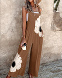 New Summer New Women's Printed Retro Jumpsuits Loose Sleeveless