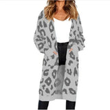 Autumn Winter Long Leopard Cardigan Women Knitted Sweater Oversized Coat Colorful Long Sleeve Women's Clothing Female