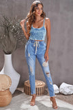 Frayed Drawstring Waist