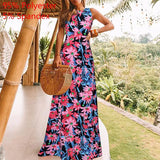 Celmia Summer Bohemian Floral Print Maxi Dress 2022 Women Sundress Sexy Sleeveless Casual Loose Party Beach Vestidos