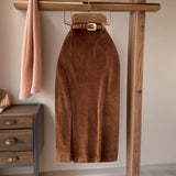 Kong Style Retro Open Skirt Winter With Sweater Medium Long Korean Temperament High-Waist Thin As Hips A