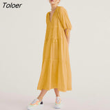 Embroidery Midi Dress V Neck Sexy Half Sleeve Vintage Vestidos Boho Summer 2023 Beach Loose Casual Clothes Women