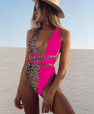Toloer Bikini Ebay Conjoined Bikini Bikini Leopard Print Hollow Out Strap One-Piece Swimsuit-Outfit