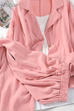 White Strap Casual Jacket Blazer Lace Up Wide Leg Pants Three Piece Elegant Women's Pants Set Summer
