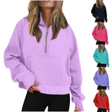 New Fall / Winter 2023 Ladies Scuba Sports Semi-Zip Yoga Dress, Loose, Short Hoodie And Velvet Hoodie-Outfit