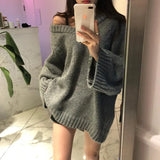 Maxi Female Sweater Women Winter Pullover Knitting Overszie Long Sleeve Girls Tops Loose Sweaters Knitted Outerwear Thick