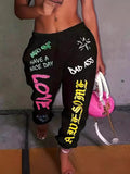 Women's New Printing Fashion Loose Waist Sports Pants Harlan Pants