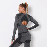 New Women's Fitness T-Shirt Sport Crop Top Long Sleeve Layer Crew Neck Power Stretch Workout Crop Top Sexy Gym