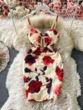 Summer Bohemian Women Spaghetti Strapless Bodycon Dress Sexy Sleeveless High Waist Beach Party Mini Vestidos Female Fashion