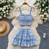 Dress With Women's Summer Chic Gentle Wind Tie Sling Sling Small Vest + High Waist Folded Lotus Side Half