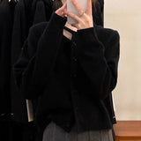 Heart Machine Women's Neckline Hollow Single Buckle Knitted Shirt 2025 New Loose Winter Small