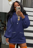 Puff Sleeves Zipper Blank Hooded
