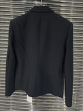 Fashion Women's Blazer Notched Collar Double Breasted Long Sleeve Spliced Metal Buckle Suit Jackets Spring 2023 New