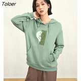 Women Fleece Hooded Sweatshirt 2022 Winter Long Sleeve Loose Hoodie MAGIC Letter Print Warm Casual Streetwear