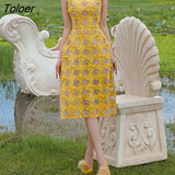 Lace Straped Dress Women 2023 Elegant Slash Collar Vacation Party Vestido Women's Clothing A-line Hook Flower