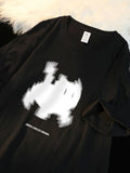 Aesthetic Black Cat Print Oversized T-shirt-Outfit