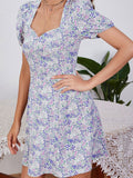 Cutout Puff Sleeve Sweetheart Neck