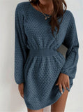 Loose Round Collar Design Feel Waist Sweater Knitted