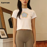 Y2k Aesthetics Crop Tops Short Sleeve Graphic T Shirt Korean Fashion Clothes Fairycore Grunge Tops E-girls