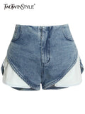 Patchwork Hot Sexy Denim Shorts For Women Fake Two Pieces Streetwear Shorts Female 2022 Summer Fashion New