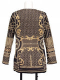 2023 Autumn And Autumn New Fashion fit V-Neck Patchwork Long Sleeve Thickened Suit Top Printed Women's Coat