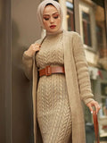 Dress New Season Autumn Winter 2 Piece Hijab Knitwear Suit Islamic Muslim Clothing Long Cardigan Model Made in