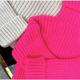 Women Turtleneck Short Knitted Sweater Female Fashion Long Sleeve Solid Basic Pullover 2022 Autumn Thick Warm Jumper