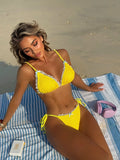 2025 Bumpy Bow Lace With Sexy Dew Parted Swimsuit