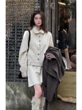French Style High-Neck Single Buckle Knitted Skirt Dress