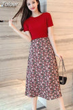 Philosophy Women Elegant Floral Print Long Beach Purple Skirt Vintage Mujer Maxi Retro Elastic High Waist A-line