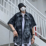 Punk Women's shirt Gothic Black Blouse Top New Women Tie Dye Korean Oversize blouses & shirts Loose Casual Clothes