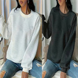 Wish Autumn And Winter Burst Round Neck Solid Color Fashion Long-Sleeved Lady's