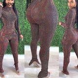 Autumn Winter Sequin Turtleneck Top and Legging Pants Two Piece Set Tracksuit Streetwear Women Matching Set Party