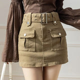 Denim Short Skirt Women Spring And Summer Retro Temperament A-Word Skirt High Waist Slim Slim Skinny Ass Skirt