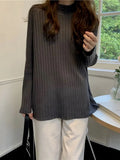 Tops 2022 Women Autumn Winter Loose Solid Color Round Neck Women's Sweater Pullover Bottoming Top Oversized