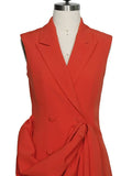 Fashion Women's Suit Evening Dress Sleeveless Double Breasted Large Hemline Pleated Orange Dresses Spring 2023 New