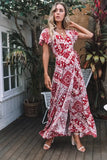 Summer Leisure Hot Holiday Printing Dress Sexy Long Dress Women's